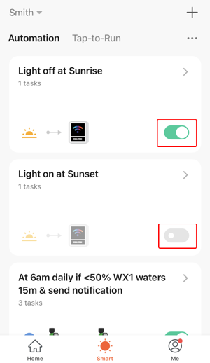 Scene Automation screen
